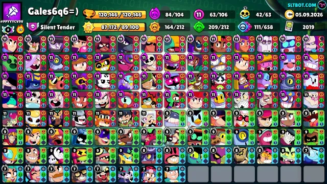 🏆120K trophies | 🎨442 skins for 53,556 gems 💎 | 📍Pin rank 35 | 🎫3 BPs+, 120,146 trophies, 106 brawlers, 105 primes
