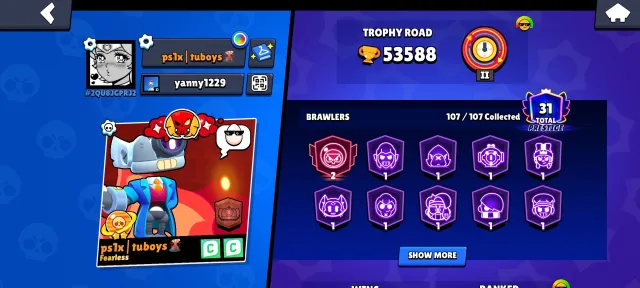 👳🏻💣BRAWL STARS + COC14TH👳🏻💣 ПЕРЕВЯЗКОЙ, 54700 кубков, 104 бравлеров, 30 праймов