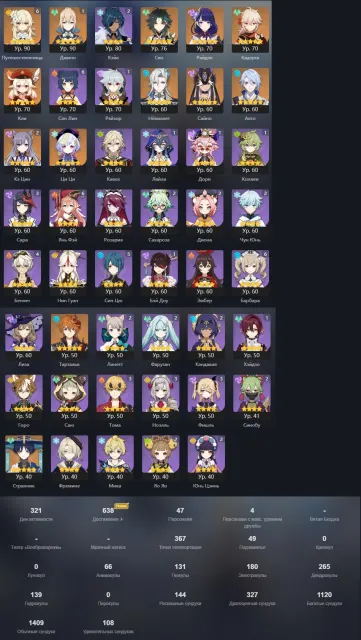 18 leg⭐KLI+SIGNAL⭐TARTAGLIA+Amos⭐NEVILLET⭐KAZUHA⭐WANDERER⭐XIAO⭐SAINO⭐AYATO⭐RAIDEN⭐Ke Qing C2⭐etc., Any platform, Email linked, Lumine, Levelled up, AR 56