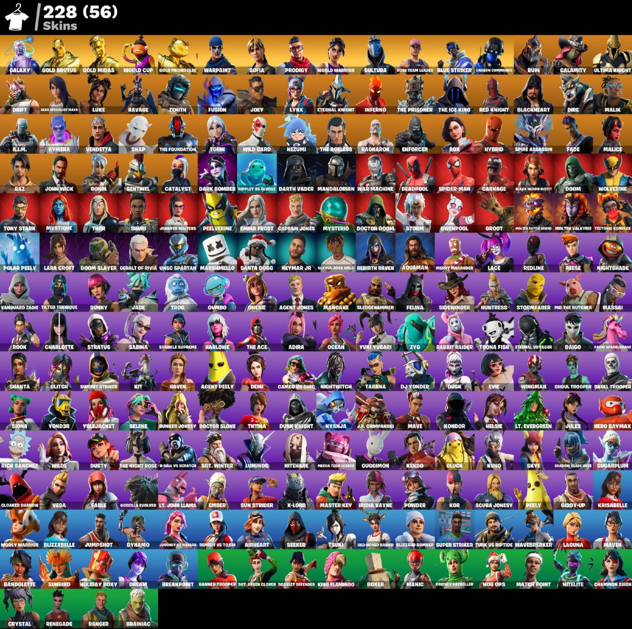 🎮 Level 4796 💰 100 V-bucks 👕 228 skins OG STW | Galaxy | Gold Brutus | Gold Midas | WORLD CUP | Gold, Sale, skins 228