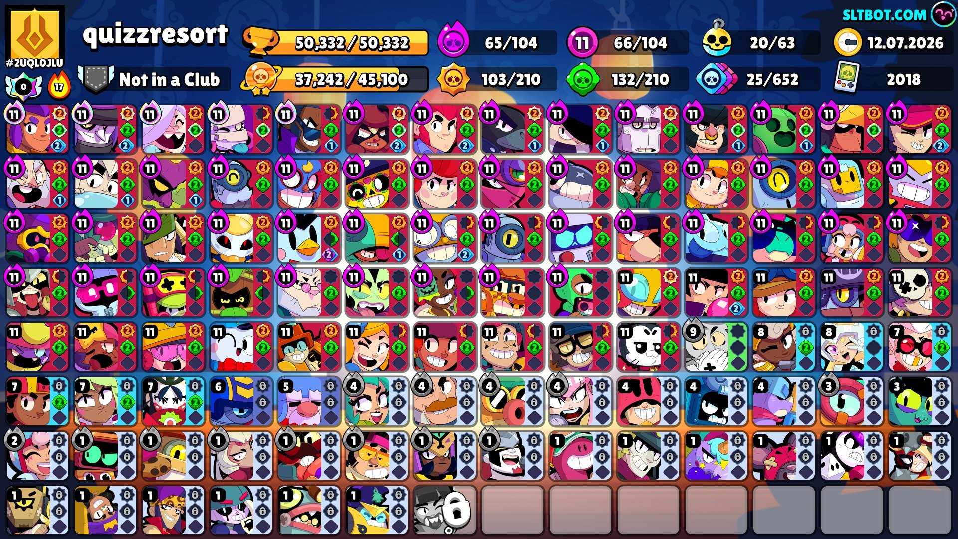 Sell BS account with Star Shelly, all brawlers, a lot of skins and pins, trophies 50332, brawlers 104, primes 24