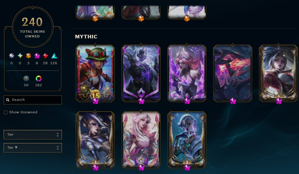 I'm leaving the game, there are mythics, legions, and the option to negotiate the price, Sale, level 600, skins 240, Silver