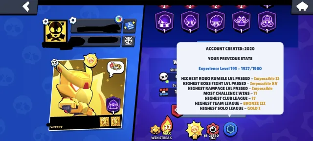 🏅Old-school collector's account from 2020🏅 ❗Read the description❗, trophies 80103, brawlers 105, primes 47