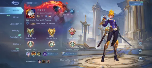 🔥KOF Karina collector Natalia deluxe 22 pegasus badang Gaara Vale EPIC Freya Moskov Roger emblem Max, Sale, Rank: Mythic, Level: 56, Winrate: 53%, Heroes: 109, Skins: 126