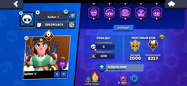 Unique account 🔥 ONLY TRIO, 0 SHD, 33 11 power, MASTER 2025, 4 BP+, 1 PRO PASS, golden pipe🔥, 36629 trophies, 96 brawlers, 23 primes