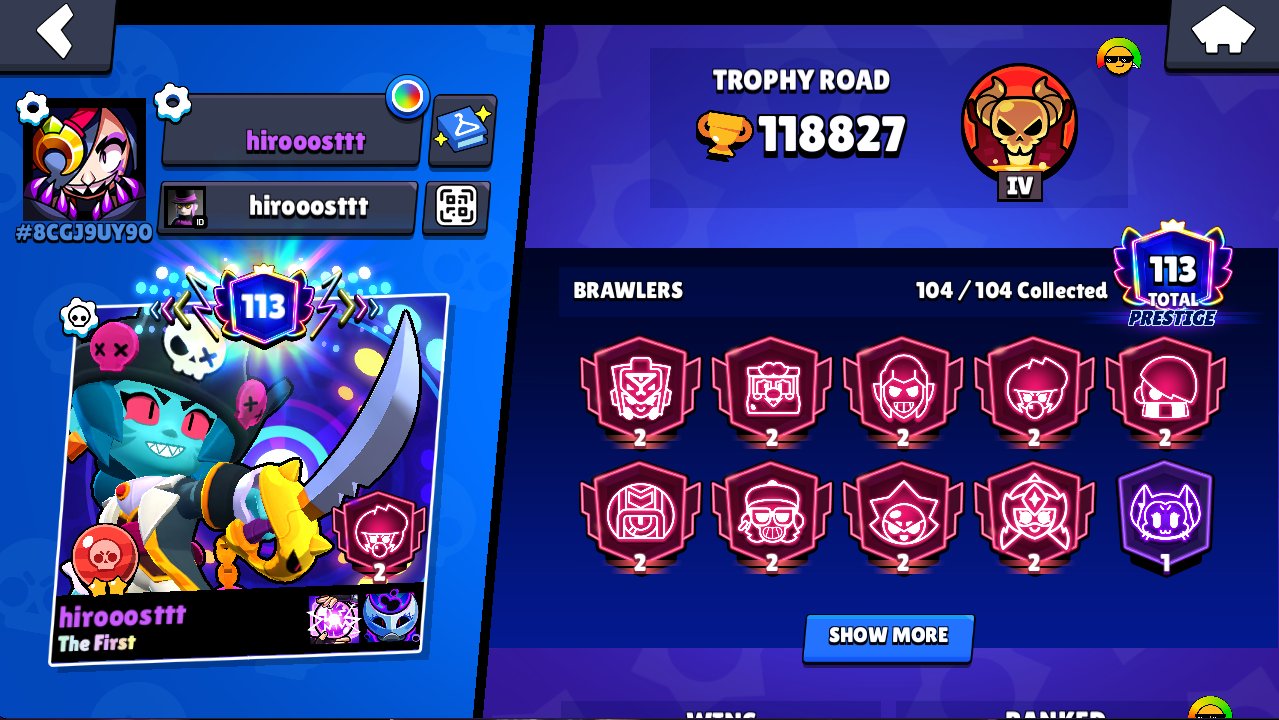 🔥 Selling Brawl Stars account (118,827 🏆 | 104/104 fighters | Fat account) 🔥, trophies 118827, brawlers 104, primes 113