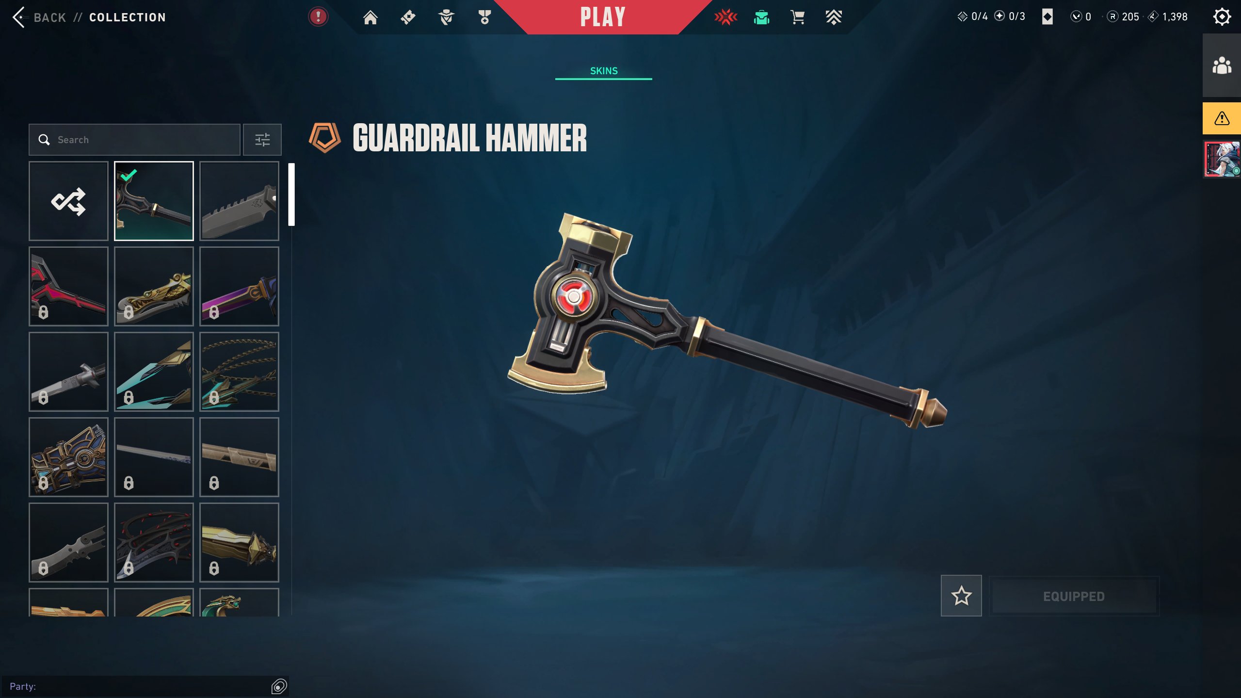 〖 1 Knife ✦︎ 13 Skins ✦︎ Guardrail Hammer 〗, Sale, Ranked unlocked, Agents: 14, Skins: 13