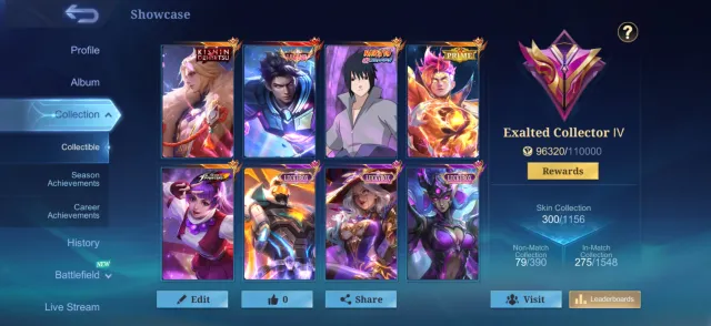 🛡️GUARANTEE🛡️SUE NARUTO🔥KISHIN LANS🔥LEGEND ALUCARD🔥200* IN MAX🔥, Sale, Rank: Epic, Level: 102, Win rate: 48%, Heroes: 131, Skins: 300
