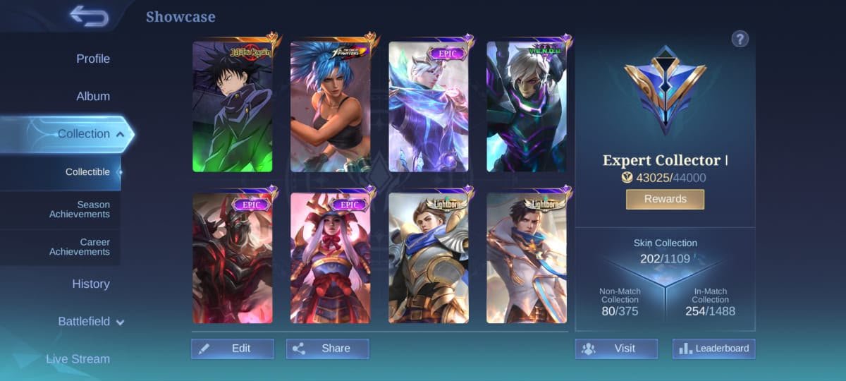 Argus star wars/ legend freya/ aps layla, Sale, Rank: Mythic, Level: 87, Winrate: 60%, Heroes: 110, Skins: 200