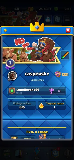 TOP#1 ACCOUNT FOR FOUNDATION! ALL CARDS😍, 21 arena, 1321 level, 8130 trophies, 123 cards, Available