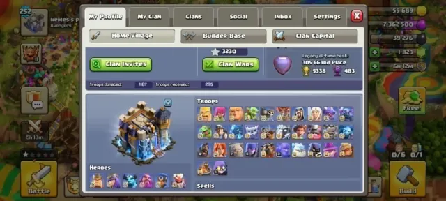 TH18 L2 - 6 Hero Max - Helper Max 3x - 2 Leg Skin + War Scenery - 13 Max Equip - PP 60% OFF, 18 TH Родной Деревни, 10 TH Строителя