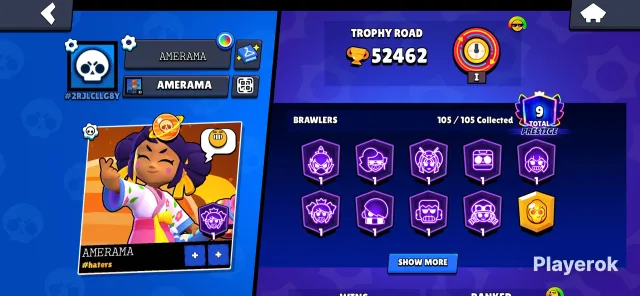 SATURNIAN ACCOUNT😱❤️🔥52K TROPHIES✅, 52462 кубков, 105 бравлеров, 10 праймов