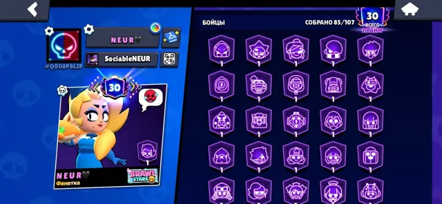 account 41500 trophies 85 fighters, 41504 trophies, 85 brawlers, 30 primes