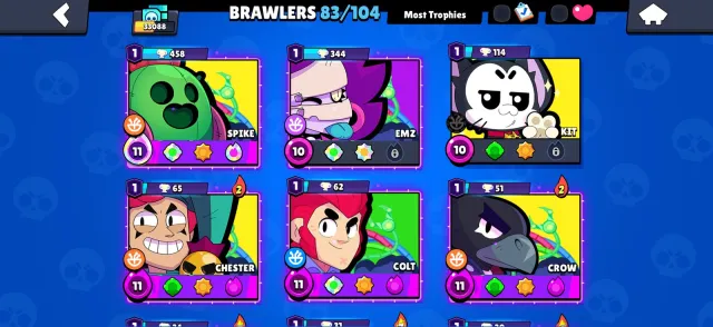 Personal account old 83 brawlers 33k trophies with Clash Royale and Clash of Clans, 33000 trophies, 83 brawlers, 16 primes