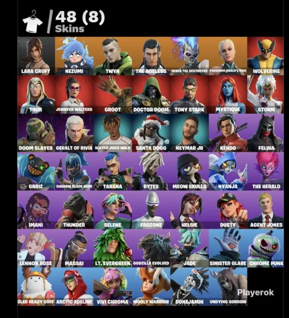 Bought Squad/Lara Croft /get griddy/43 skins OFFER A PRICE, Sale, skins 43