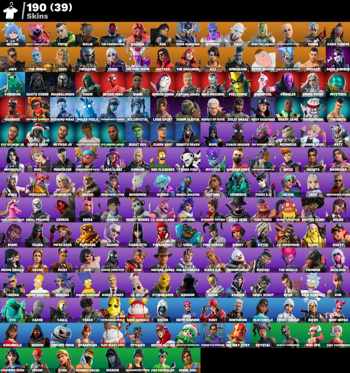 🎮 Level 2632 💰 50 V-bucks 👕 190 skins Nezumi | Mecha Cuddle Master | Twyn | Malik | The Foundation |, Sale, skins 190