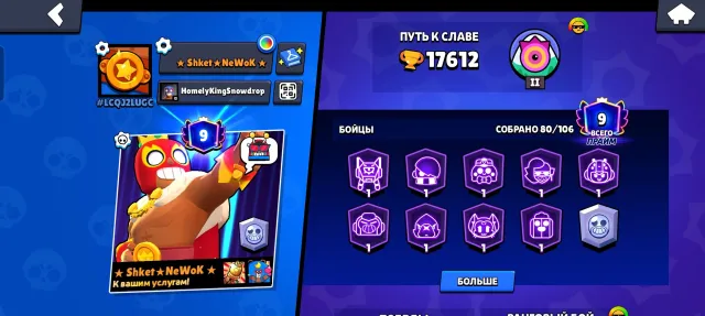 SELLING A WHOLESALE ACCOUNT CHEAP, 17612 trophies, 80 brawlers, 11 primes