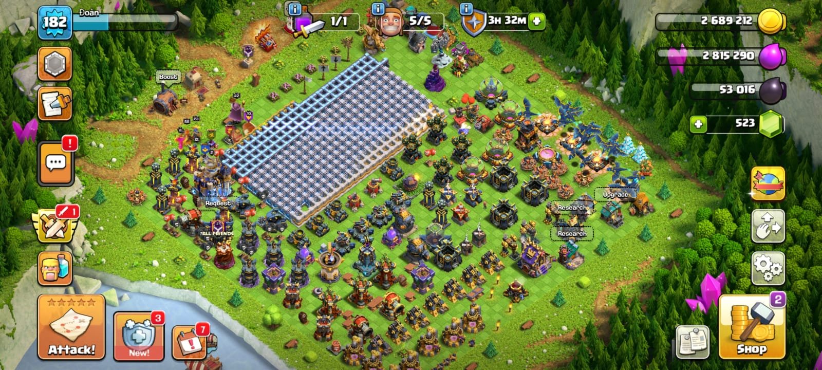 🏆 TH18 FULL MAX DEFENSE 🏆 6× EPIC (NEAR MAX)🏆 HEROES 52-58-35-42-23-5 🏆 NC YES 🏆, 18 TH Main Village