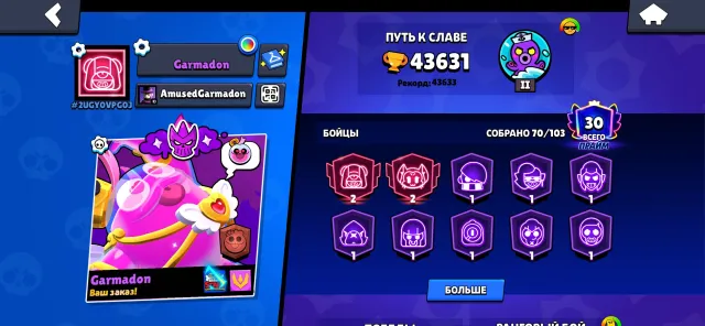Sell, trophies 43631, brawlers 70, primes 30