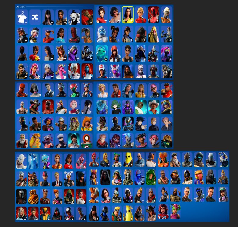 GOJO + MANY EXCLUSIVES + ANIME SKINS + OMEGA STAGE 5 + TAKE THE ELF + GOLD MIDAS, Sale, skins 164