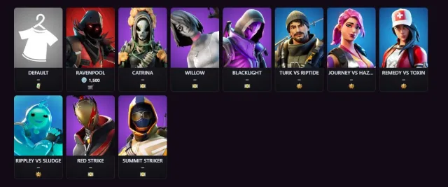 🦅FORTNITE🔥RAVENPOOL💀CATRINA💜BLACKLIGHT💧RIPPLEY VS SLUDGE🎭11 SKINS💃14 EMOTES🎒16 BACKBLINGS🎮PC, Sale, skins 11