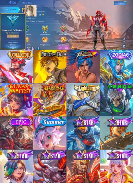 Soul vessel aamon/ Collector valir, Sale, Rank: Mythic, Level: 60, Winrate: 55%, Heroes: 100, Skins: 85