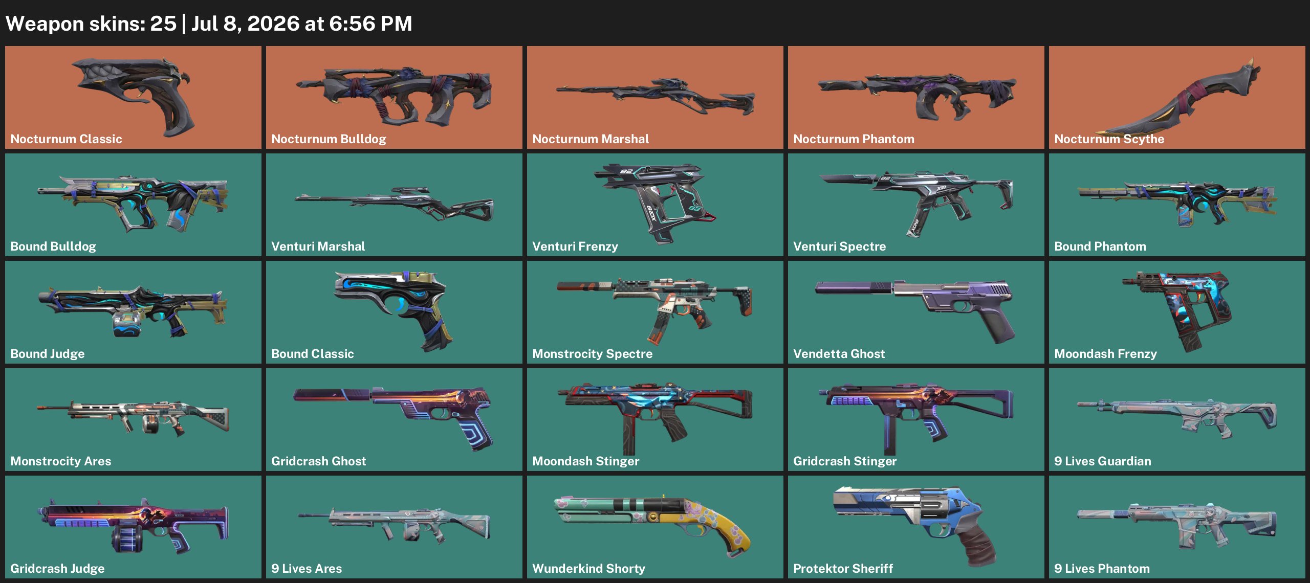 🍀 NOCTURNUM (ENTIRE COLLECTION) + BP SKINS ⬇️🍀, Sale, Gold 2, Agents: 25, Skins: 25