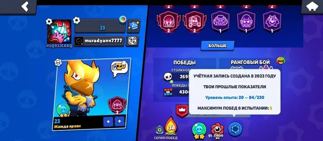 🔹67K 🔹 game account🔹I give by mail 🔹, 67000 trophies, 104 brawlers, 53 primes