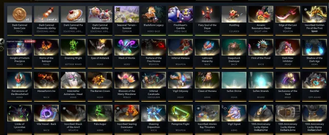 (3 Arcana) LEGEND 3, A bunch of rare skins, a lot of immortals., Sale, 3366 MMR, 9295 Behavior score, 8927 вежливости, 3800 games, 3544 hours