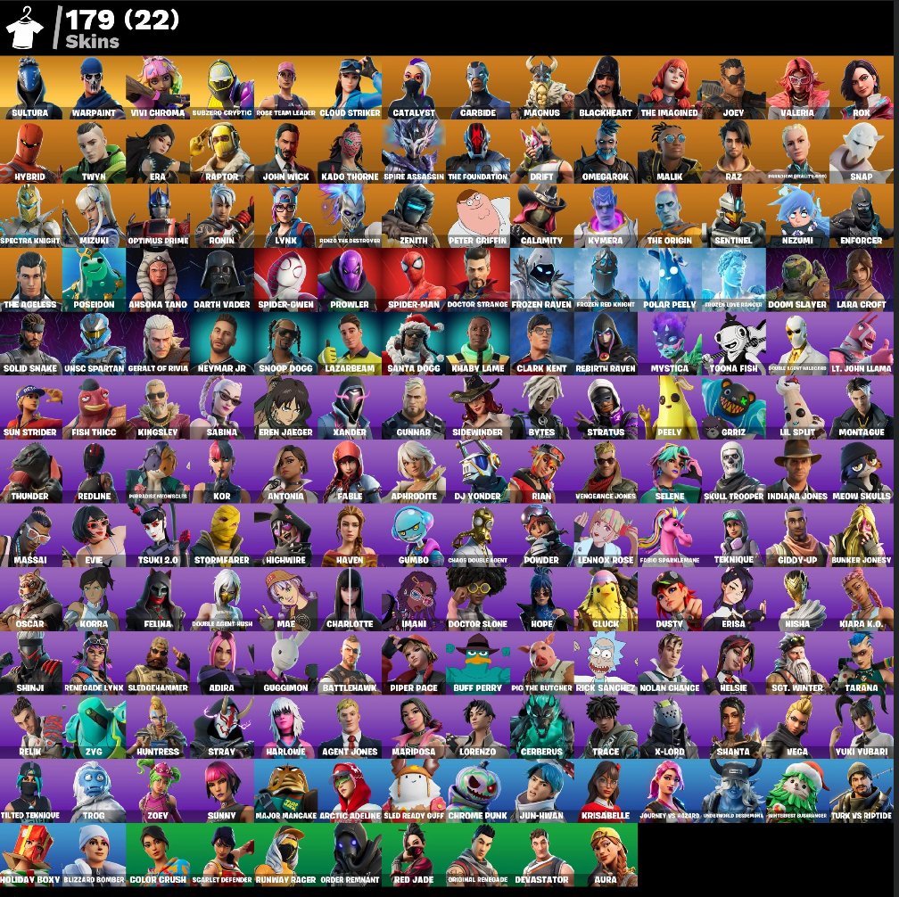 179 skins | OG STW | Sultura | Vivi Chroma | Subzero Cryptic | Cloud Striker, Sale, skins 179