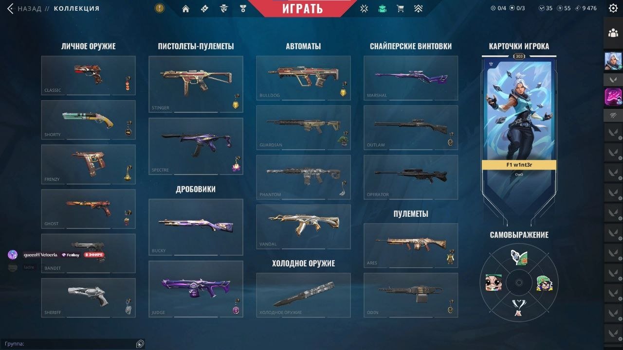 21 purchased skins, 2 purchased BP and fully completed, Sale, Ascendant 2, Agents: 28, Skins: 21