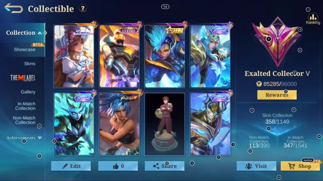 #MG269 114⭐; Sanrio Floryn; KOF Karina; Luckybox Gatotkaca; STAR Karrie; Collector Natalia, Sale, Rank: Epic, Level: 129, Win Rate: 53%, Heroes: 133, Skins: 358