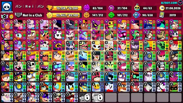 🔥TOP ACCOUNT 2019 BOUGHT 4 BP🔥, 76134 trophies, 104 brawlers, 48 primes