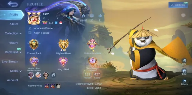 ⚜️ LEGEND FRANCO ⛩️ HAYABUSA 11.11 🔥 KOF GUSION ✨️ ASPIRANT FANNY | JUNGLER ACC | CAN CHANGE EMAIL, Sale, Rank: Legend, Level: 113, Winrate: 54%, Heroes: 133, Skins: 427