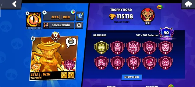 👉 | ✅IMBA 2025 YEAR✅ | 👹107 Brawlers | 👾 3 Prime + Master| 🥏 ACCOUNT ONLY YOURS | 🛡️ NO PASSENGERS, 115000 trophies, 107 brawlers, 90 primes