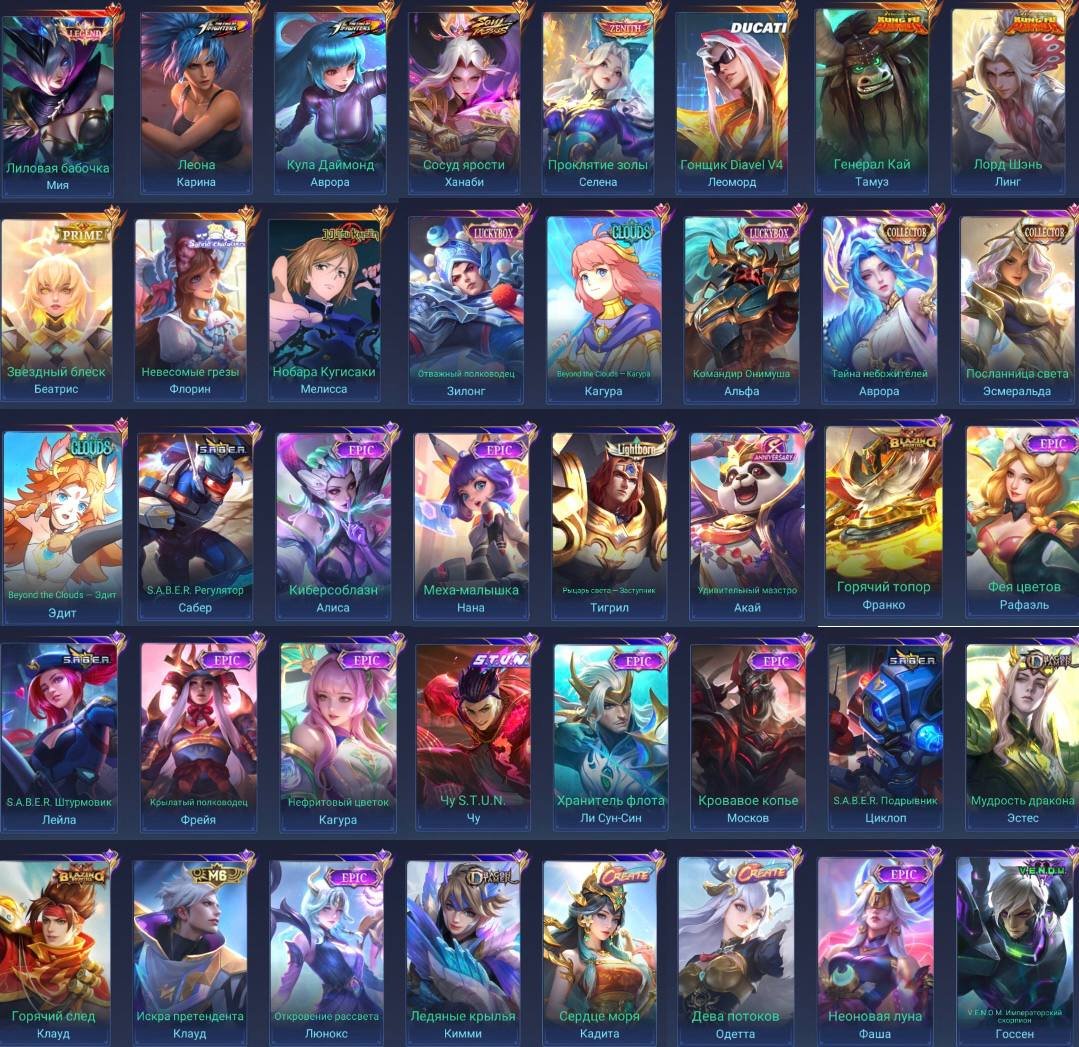 🔥 COLLECTOR GURU 4 🔥 LEGENDS,KungFu,KoF,PRIME, Zenith,Soul vessels,Jujutsu,Ducati, Sale, Rank: Epic, Level: 86, Winrate: 61%, Heroes: 95, Skins: 292