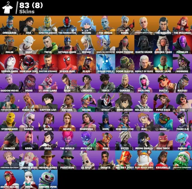 🟣 83 SKIN 🟣 1243 SEVİYE 🟣 0 VB 🟣 Omegarok🟣Era🟣Spectra Knight🟣The Foundation🟣Nezumi🟣The Origin🟣R, Satış, skinler 83