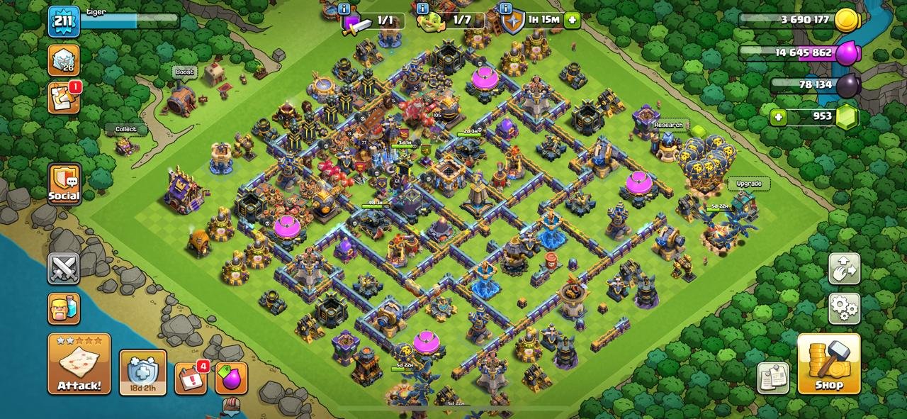 ✦ Th18 Max (211Xp) ✦ 77/105/61/63/51 ✦ 11x Best Epic (4Max) ✦ Highest Lab ✦ Nc:1k ✦, 18 TH Main Village, 10 TH Builder