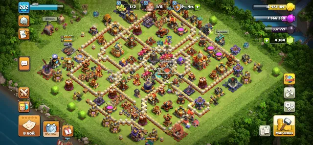 👑 TH 16 👑 202 LVL / FULL / - Hero: [95/85/80/70/45/15] 💵 4400+ Gems | 6 Builders, 16 TH Home Village, 10 TH Builder