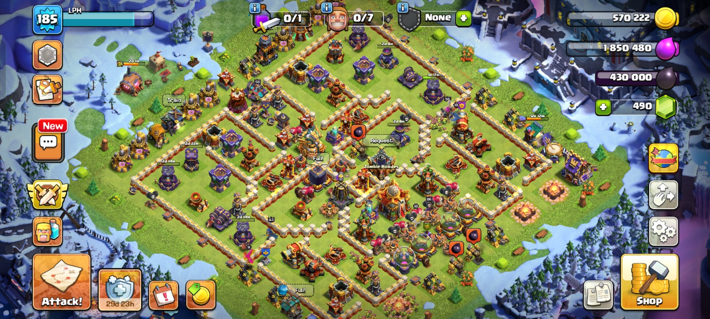 🏆 TH16 FULL MAXED 🏆 12× equipment 🏆 EPIC WINTER SCENERY 🏆 MANY HERO SKINS 🏆 HEROES 74-84-58-55-43, 16 TH Main Village