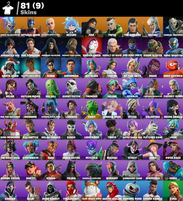 👕 81 скинов 🎮 1687 Уровень 💰 700 V-bucks 💰 Renzo the Destroyer | Optimus Prime | Paradigm, Продажа, скины 81