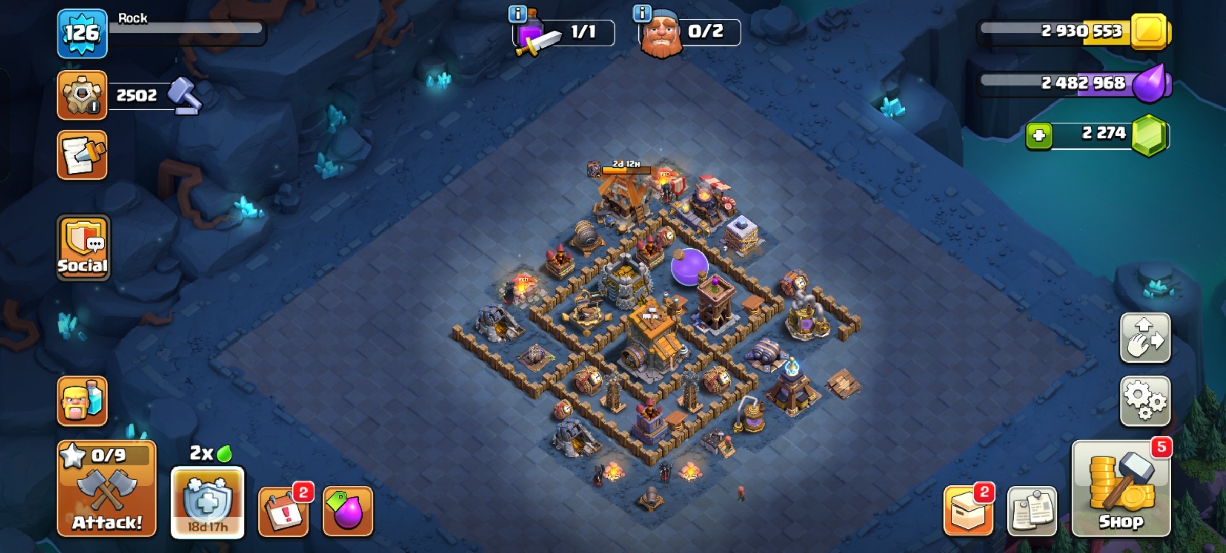 🟥⬛🛑Th 15🛑⚫XP 126🛑⚫Heroes Level-K37/Q20/MP23/W15/RC27🛑⚫Gems 2247🛑⚫With Gmail🛑⚫Full Access🛑⬛🟥, 15 TH Main Village, 10 TH Builder