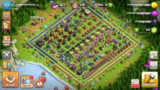 🏰17TH🏰221 LVL 👑HEROES 81/85/57/58/35/10👑🎀7 SKINS 🎀🔮11 EPIC EQUIPMENTS 🔮⭐ WALLS 16-17 LVL⭐, 17 TH Home Village, 10 TH Builder Base