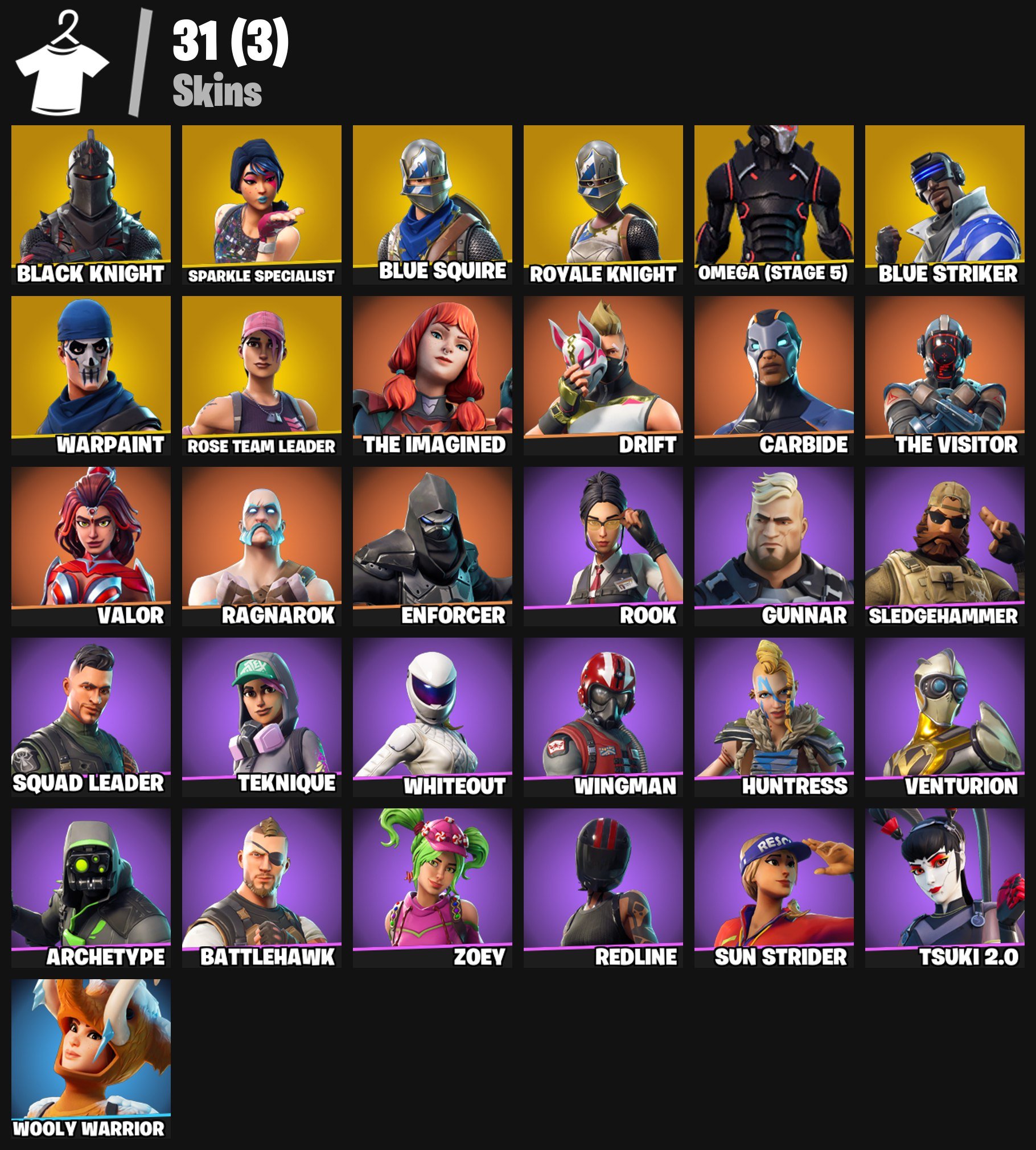 💀 BLACK KNIGHT // OMEGA (STAGE 5) / SPARKLE SPECIALIST / DRIFT // 31 SKINS // PC-XBOX-PSN 💀, Sale, skins 31