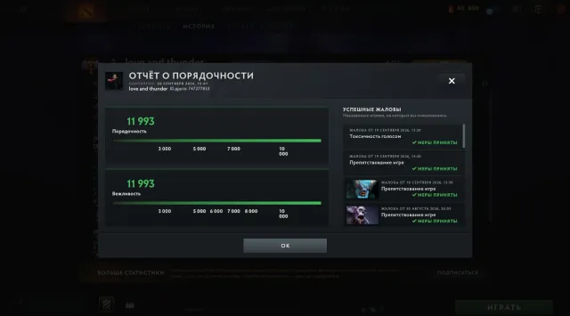 Persönlicher Account 6353 MMR, Verkauf, 6353 MMR, 11993 Ehrlichkeit, 11993 Höflichkeit, 384 Spiele, 446 Stunden