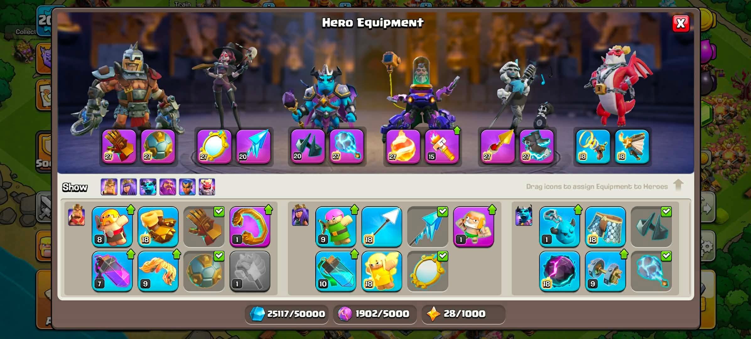 Th 17🌈hero 94/100/75/75/50/13🌈7 epic max🌈good equipment🌈Nc 500, 17 TH Main Village, 10 TH Builder