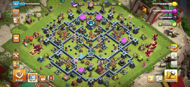 ⚡LVL UP⚡13 TH 182 LVL 99% FULL 🚀8 SKINS💎2578 GEMS⭐6 SLAVES⭐8 EPIC GEAR✨WITH MAIL, 13 TH Native Village, 10 TH Builder