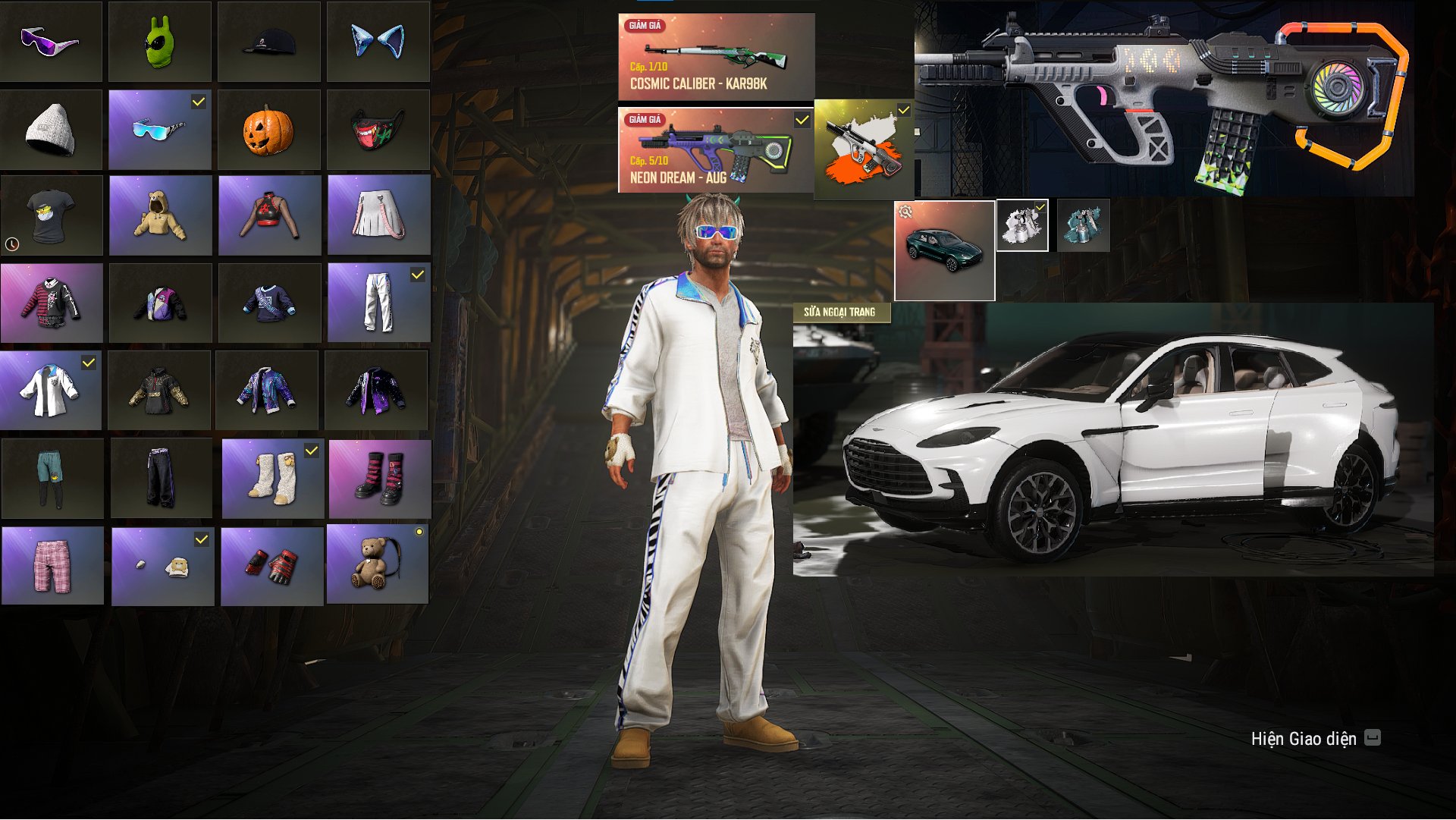 🔫 AUG NEON DREAM LV 4 (WHITE ORANGE CHROMA) + ASTON MARTIN SUV, No BATTLEGROUNDS Plus