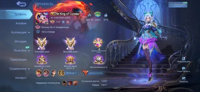 World call for different roles. Sale, Rank: Mythical Immortal, Level: 119, Win rate: 52%, Heroes: 138, Skins: 639