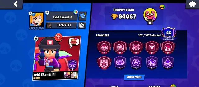🏆84K🏆【MALEFICENT💠GUNFIGHTER】👤1O7/1O8👤220 SKINS💎❰HEROINE BIBI🔹SOY SAW❱📹VIDEO REVIEW📹, 84000 trophies, 107 brawlers, 46 primes
